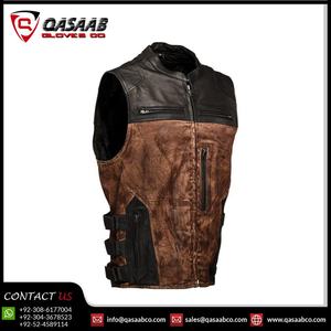 Patchwork moto course cuir et toile gilet marron-daim cuir bonne qualité moto équitation gilets pour femmes - Product Image 3
