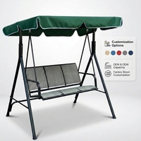 Fauteuil balançoire de jardin 3 places personnalisable en métal avec auvent festonné et filet respirant pour véranda