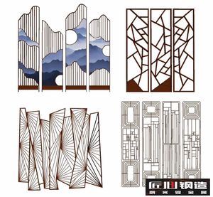 Hairline cepillado satén Oro Verde pintura paisaje barbilla estilo Acero inoxidable particiones para restaurante - Product Image 6