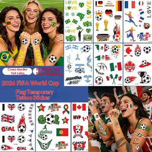 Autocollant de tatouage temporaire transfrontalier 2026 pour le visage, imperméable, drapeau national, football, club, soutien, États-Unis, Canada, Mexique - Product Image 2