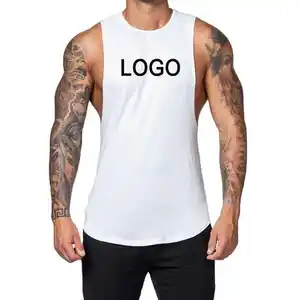 SanDian özel Logo beyaz siyah pamuk erkek egzersiz Stringer vücut geliştirme Tank Top spor salonu erkek Tank Top mens tişörtleri