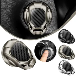 Housse de protection universelle en fibre de carbone pour voiture SUV, bouton de démarrage intérieur du moteur, Iron Man Decor, accessoires d'intérieur