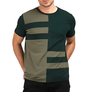 T-shirt personnalisé pour homme, OEM, 150 g/m², 100 % coton tricoté, color block, rayé, imprimé, col rond, manches courtes, coupe ample, décontracté - Product Image 1