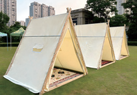 Carpa Triangular de Madera de Doble Capa de 9 m², Resistente al Viento, Entrega Directa de Fábrica, Tela Oxford para Ferias Comerciales al Aire Libre
