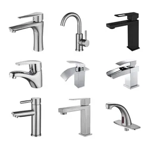 Taps And Faucets For Bathroom Deck Mounted Mixer Taps SUS304 Lever Tap Single Handle Bathroom Faucets For Wash Single Hole Basin Faucet