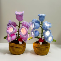Lampu Malam Rajutan Lily of Valley dalam Pot, Bunga Abadi, Dekorasi Meja Rumah Kreatif, Hadiah Buatan Tangan