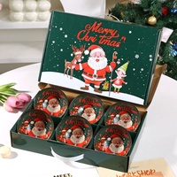 Ensemble de bols en céramique peints à la main, compatibles micro-ondes, thème Noël nordique transfrontalier, avec motif Père Noël, en coffret cadeau souvenir, cadeau d'inauguration