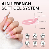 Kit de Manucure Française Haute Brillance – Faux Ongles Longs Cercueil en Acrylique à Presser, 180 Pièces, 15 Tailles, Durables, Réutilisables, Pré-conçus pour le Nail Art