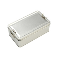 Échantillon gratuit 3 tailles de boîtes d'emballage alimentaire rectangulaires en stock de boîtes de stockage de biscuits en fer blanc sérigraphie bocal à bonbons avec logo personnalisé
