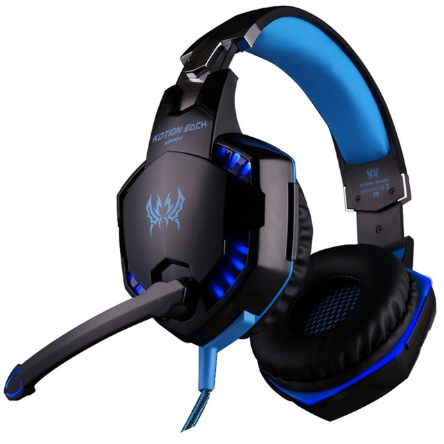 KOTION G2000 Wired Gaming Headset 3.5mm 5.3 JL Chipset IPX-6 Waterproof APT-X Over-Ear Headphones Microphone LED Light Balanced