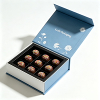 Boîte à chocolat pliable avec couvercle magnétique, boîtes cadeaux en papier pour cils, emballage alimentaire et de boissons, boîte en carton pour chocolat