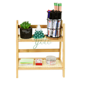 Organizador de Mesa de Escritório Moderno Multifuncional em Madeira de Bambu com <span class=keywords><strong>2</strong></span> Níveis <span class=keywords><strong>para</strong></span> Múltiplos Dispositivos, Papéis e Cadernos - Product Image 2