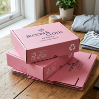 Boîtes d'expédition roses en papier FSC imprimé couleur AT PACK pour vêtements, boîtes en carton pour vêtements, sweats à capuche, boîtes pliables en carton ondulé pour envoi postal