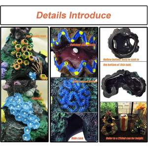 Lot de 2 ornements d'aquarium en résine Premium Fish Tank Hideaway Mountain Cave Betta Reef Rock Cave Ornement pour cacher les poissons - Product Image 3