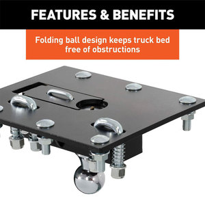 Ambull Factory Venta al por mayor Enganche de <span class=keywords><strong>remolque</strong></span> de cuello de cisne <span class=keywords><strong>plegable</strong></span> para colocar sobre la caja de camioneta, con <span class=keywords><strong>bola</strong></span> de 30000 libras y enganche de quinta rueda con <span class=keywords><strong>bola</strong></span> de 2-5/16 pulgadas - Product Image 2