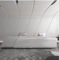 Q036 Bureau d'accueil haut de gamme en fibre de verre en forme de bateau – Réception moderne de luxe pour hôtel, école, spa, supermarché, sous-sol – Écologique