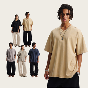 เสื้อยืดผ้าฝ้ายคอวีแขนสั้นผู้ชายสไตล์ลำลองกันหด - Product Image 4