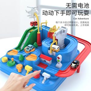 Pista de aventuras para autos, estacionamiento de juguete con autos y helicóptero, educativo para niños de 4 a 6 años, sin batería, de plástico, con fricción. - Product Image 3