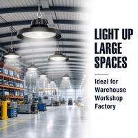 Lampu High Bay UFO untuk Ruangan Luas dengan Lensa Ganda 60 ° 90 ° 120 °   Lampu Highbay Gantung untuk Bengkel Industri dengan Lensa Cincin/Datar