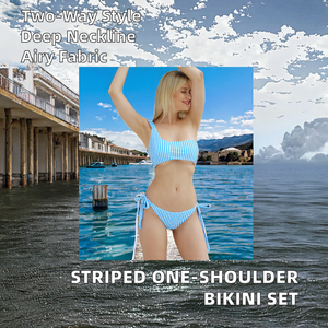 Magnifique maillot de bain bikini asymétrique pour femme adulte, imprimé uni, confortable, réversible, avec logo frontal et soutien-gorge respirant - Product Image 2