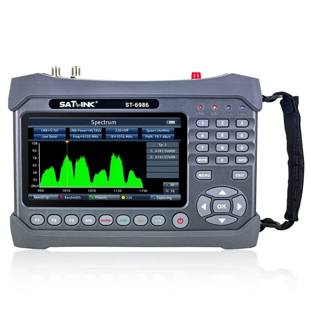 Satlink ST-6986 Digital Satellite Finder Meter DVB-S2/S DVB-T/T2 DVB-C H265 HEVC 10bit Fiber Optic Tester High Accuracy