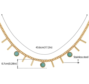 18K Gold Plated Choker with Small Gemstones Stainless Steel Turquoise Pendent <strong>Boho</strong> <strong>Necklaces</strong> for Women - Product Image 6