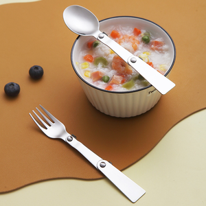 Ensemble de couverts pliables en acier inoxydable 304 de marque <span class=keywords><strong>JAZZ</strong></span>, poli miroir, design moderne, pour le camping en plein air, les pique-niques - Product Image 6