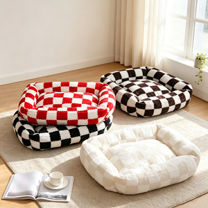 Custom Chessboard Square Soft Pet <b>Bed</b> Large Deep Sleep Cat House Dog Nest Winter Warm Pet <b>Pad</b> For Indoor Dogs Cats - Product Image 3