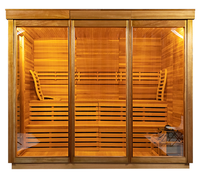 Sauna électrique extérieur moderne en bois massif de pruche pour 6 personnes, idéal pour appartement