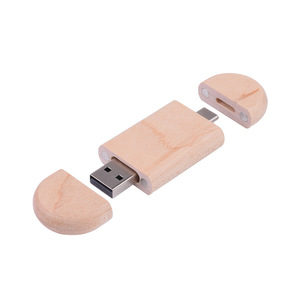 Flashdisk Kayu 2-in-1 Kapasitas Besar 128GB USB Type-C dengan Logo Terukir, Flashdisk USB OTG 64GB dengan Kotak Kayu - Product Image 3