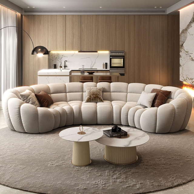 Italian Style Minimalist Upholstered Fabric Curved Sectional Sofa Set Creative Simple Designer Furniture Large Apartments Lazy