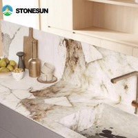 Dalles de comptoir décoratives en marbre Pandora de luxe StonSun avec LED pour la décoration intérieure des hôtels, cuisines et salles de bain