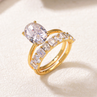Cincin Perak 925 Berkualitas Tinggi untuk Wanita, Berlapis Emas 18K dengan Berlian Moissanite Oval 4.5ct, Cocok untuk Pesta Pernikahan atau Hadiah Ulang Tahun Wanita