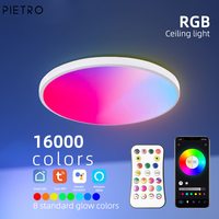 Plafonnier LED intelligent Wi-Fi RGB rond pour maison connectée, avec variateur d'intensité et musique, idéal pour salon - Vente en gros