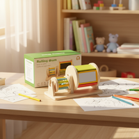 Bebekler ve bebekler için ahşap duyusal iplik davul ile Unisex 2-in-1 Montessori oyun kiti erken eğitim araçları