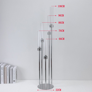 39.4 英寸金色圆形五臂金属烛台，适合婚礼和生日派对 - Honghua HQ-ZT2005 餐桌摆件装饰 - Product Image 6