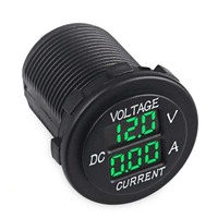 Voltmètre-ampèremètre DC 12V 24V 2 en 1 avec affichage numérique LED rond pour voiture, camion, marine