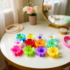 Fermaglio per capelli a forma di cuore con petali, 7,5 cm, design floreale colorato per donne e ragazze - Product Image 3