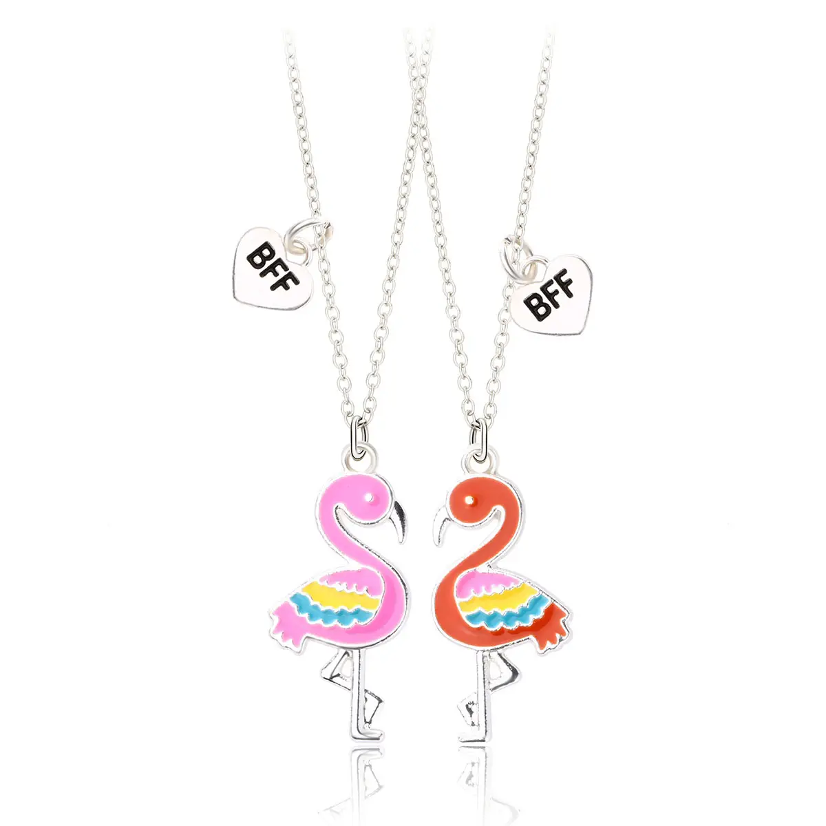 2 pz/set all'ingrosso carino Flamingo pendente collana ragazze attrazione magnetica smalto Bff amicizia collana per i regali dei bambini