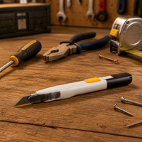 Cutter utilitaire à lame amovible avec curseur de réglage, manche en plastique, lame SK5, couteau de bricolage, outil pour papier peint