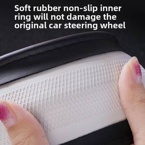 Funda Universal de <span class=keywords><strong>Cuero</strong></span> para <span class=keywords><strong>Volante</strong></span>, Protector Duradero Antideslizante con Forro Antideslizante para Volantes de 14.5"-15" - Product Image 4