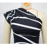 Gaun Midi Wanita Satin Bermotif Satu Bahu dengan Ikat Pinggang, Slit Samping, Saku, Elegan untuk Pesta Pernikahan dan Acara Lainnya