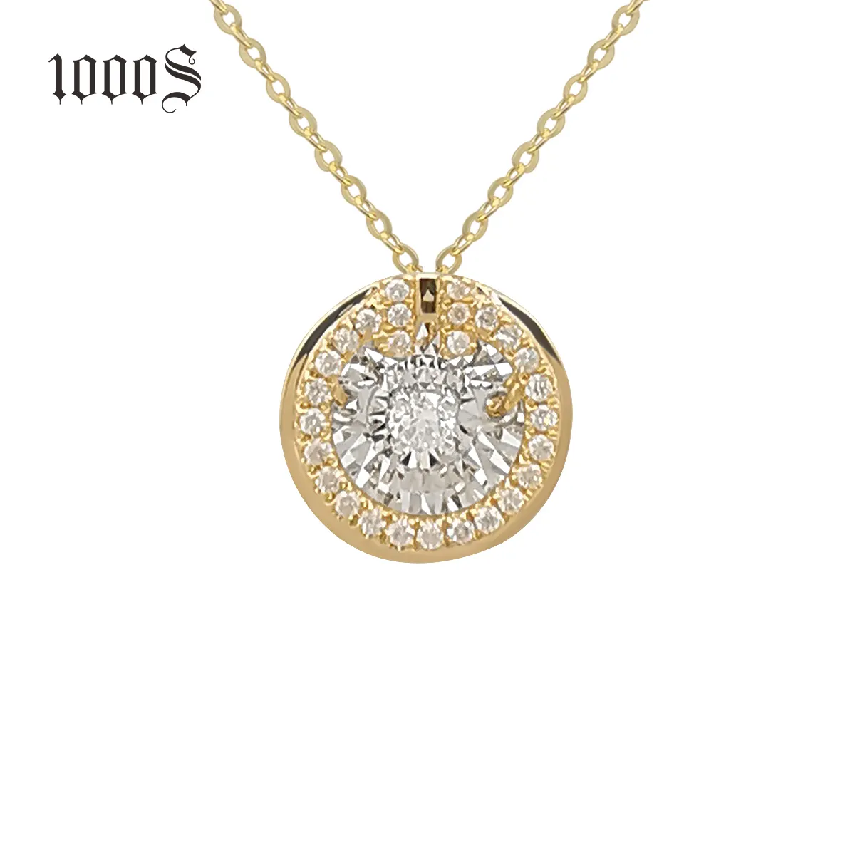 Collane con ciondolo intercambiabili a catena unica con diamante da ballo all'ingrosso in oro 18 carati di Design alla moda