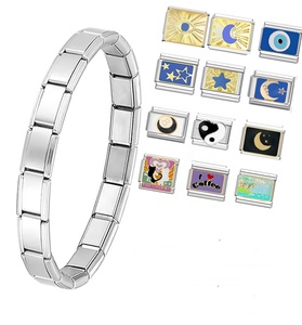 Pulsera de Charms Italianos de Acero Inoxidable 2024 con Estrella, Ocho Trigramas y Eslabones de Toro - Product Image 1