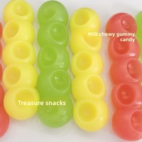 Fabrieksdirect 90g Melk Trekkoord-Balvormige Fruit Gummy Candy Rekbare OEM Private Label Bulk Groothandel Exporteur
