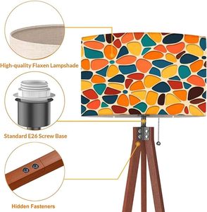 Lampe personnalisée du milieu du siècle Abat-jour en lin abstrait Vitrage E26 Base Dimmable LED Trépied à distance Support de sol Impression Demande quantité minimale de commande 1" - Product Image 4