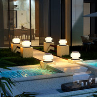 Lampe murale solaire de jardin d'extérieur avec lumière LED étanche IP65 Colonne ronde pour porte principale Colonne de villa pour la maison et le bureau