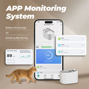 OEM 2.5L Tuya App chat fontaine à eau en acier inoxydable avec capteur UV sans fil alimenté par batterie automatique fontaine à eau pour animaux de compagnie Wifi - Product Image 3