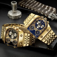 Montre pour homme Oulm 9315, multi-fuseaux horaires, grand cadran, lumineuse, bracelet en acier, montre à quartz décontractée