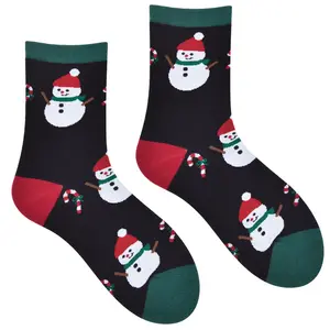 Novo Natal meias femininas boneco de neve meias algodão Natal árvore senhoras meias atacado